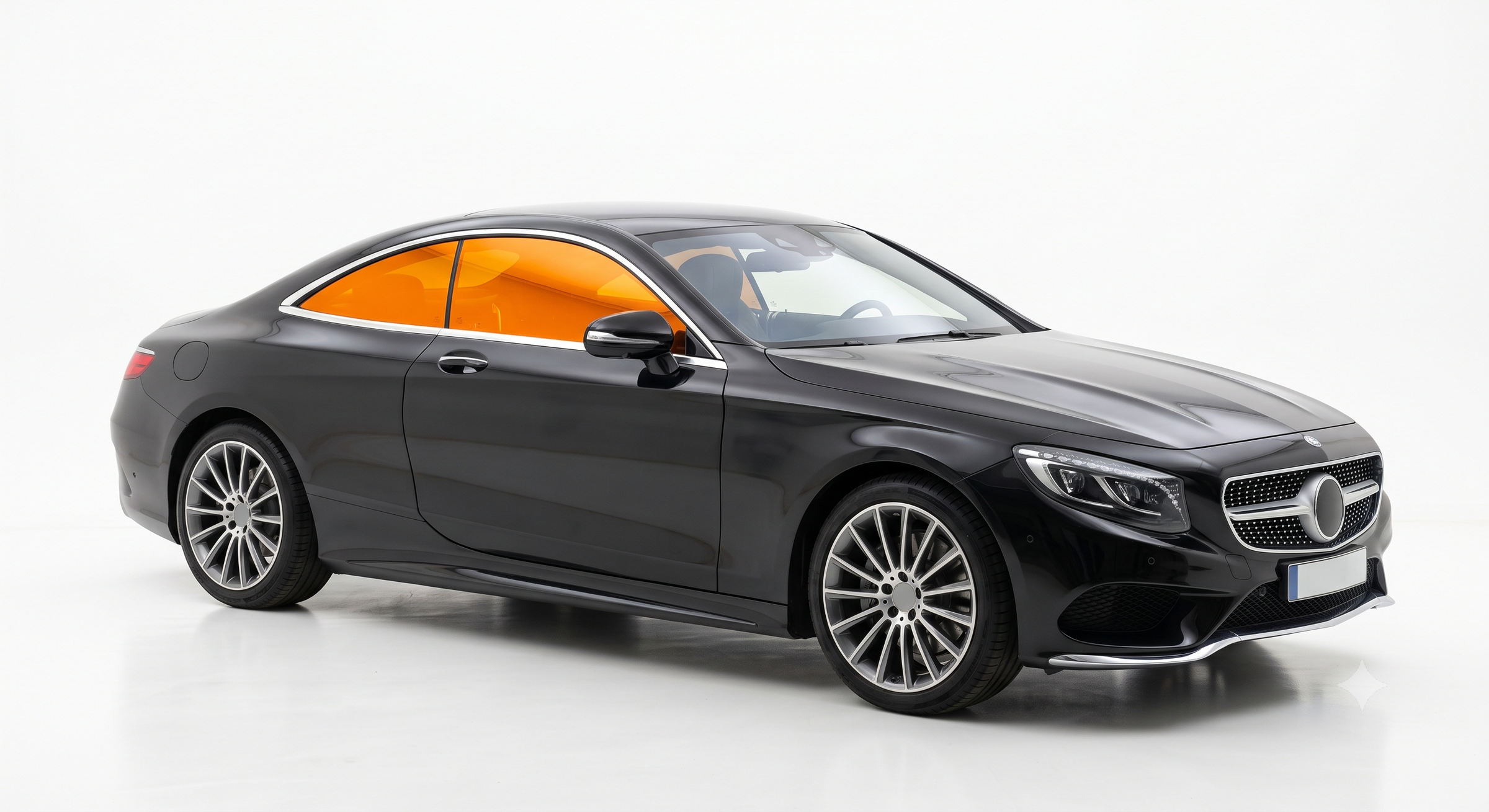 Full window tint coverage on a 2-door coupe