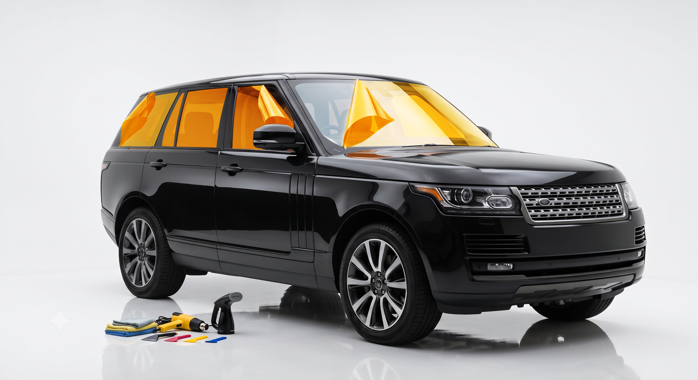 Window tint removal service on a Range Rover