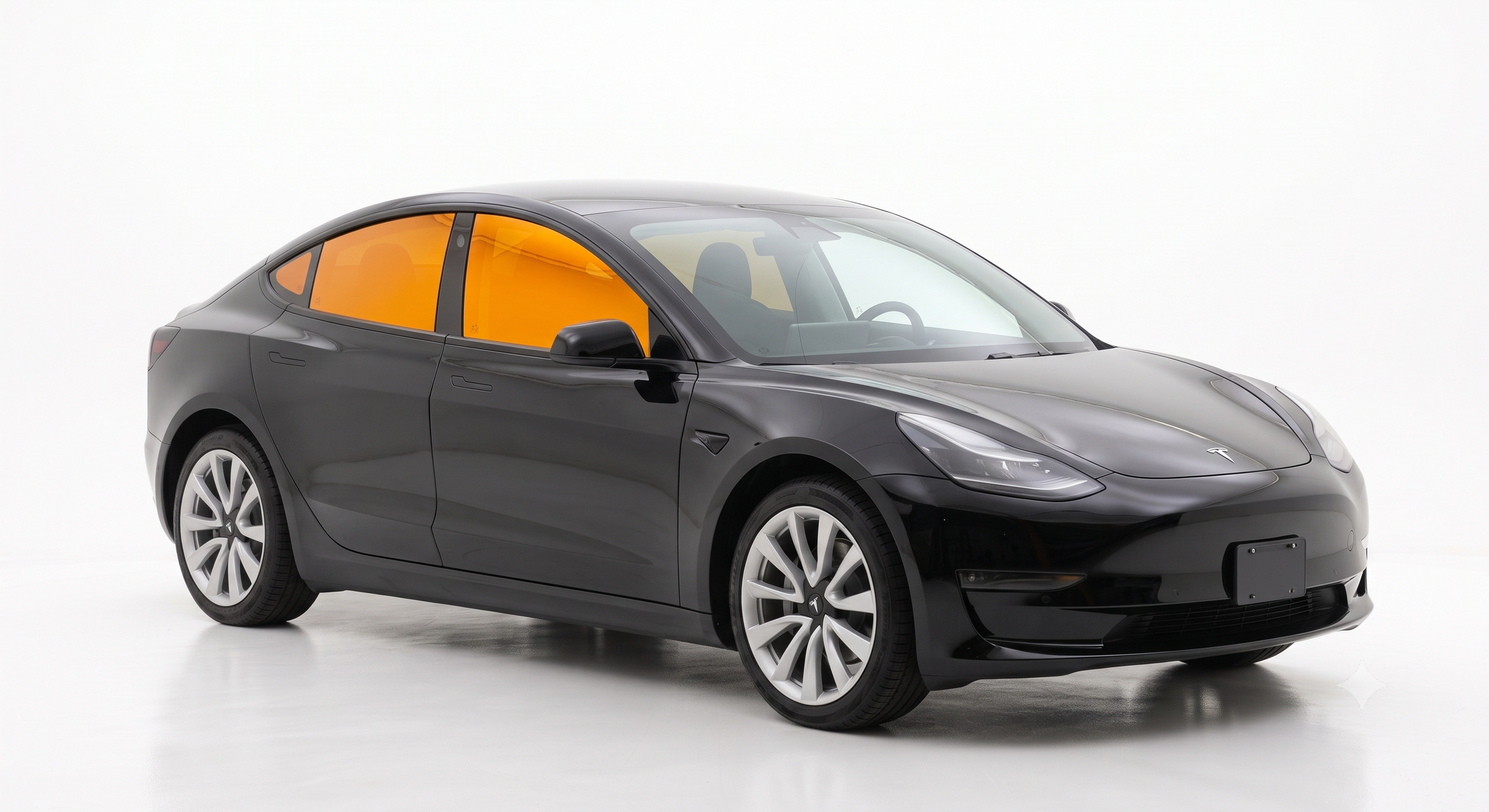 Full window tint coverage on a Tesla Model 3